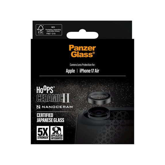 Osłona obiektywu aparatu Hoops Ceramic II do iPhone Air, Czarne, PanzerGlass