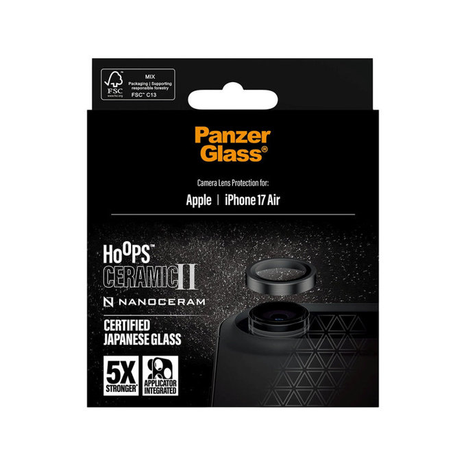 Osłona obiektywu aparatu Hoops Ceramic II do iPhone Air, Czarne, PanzerGlass
