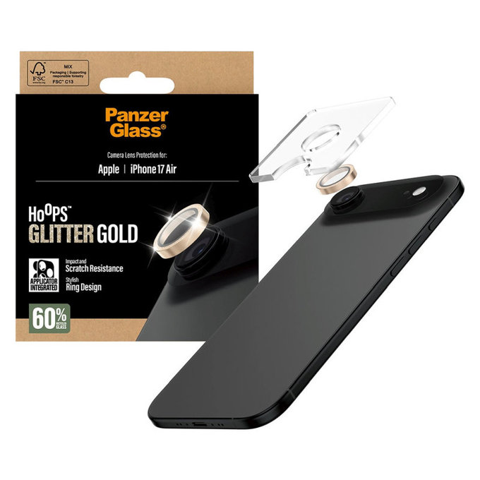 Osłona obiektywu aparatu Hoops do iPhone Air, Glitter Gold, PanzerGlass
