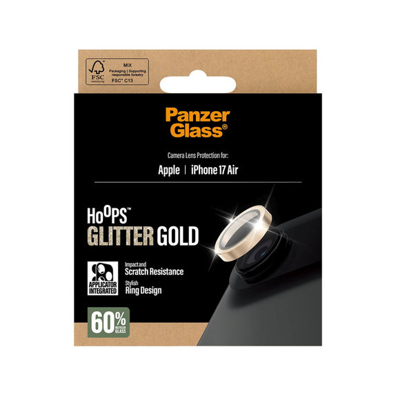 Osłona obiektywu aparatu Hoops do iPhone Air, Glitter Gold, PanzerGlass