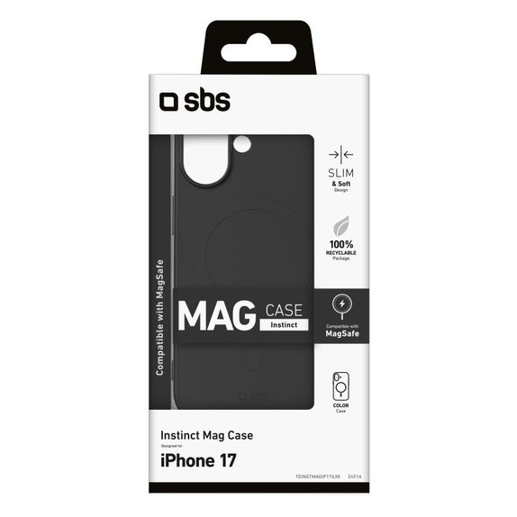 Instinct Mag Etui kompatybilny z MagSafe do iPhone 17, Czarny, Black, SBS