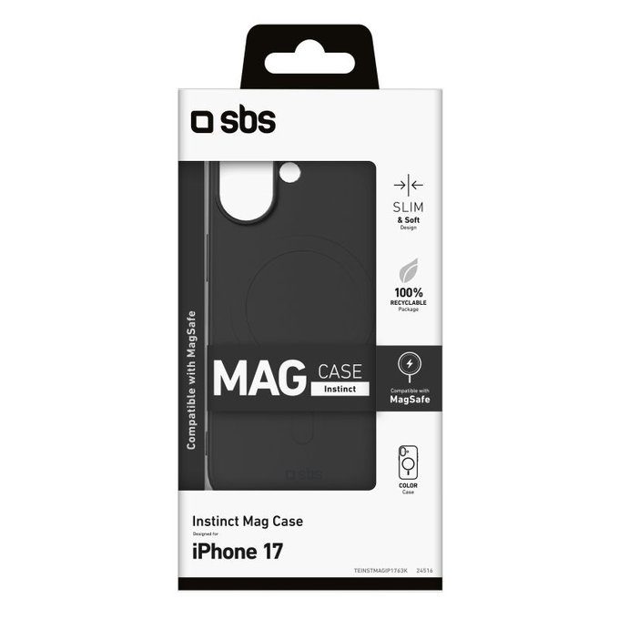 Instinct Mag Etui kompatybilny z MagSafe do iPhone 17, Czarny, Black, SBS