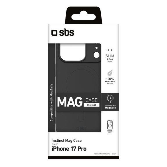 Etui kompatybilny z MagSafe do iPhone 17 Pro, Instinct Mag, Czarny, Black, SBS