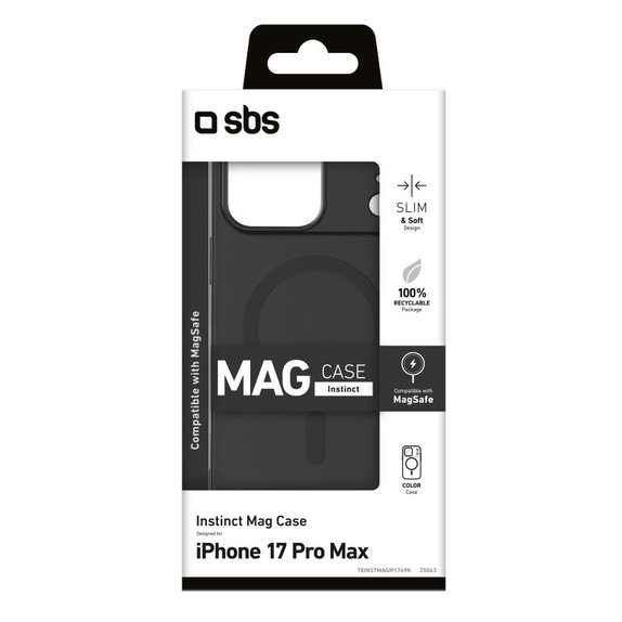 Etui kompatybilny z MagSafe do iPhone 17 Pro Max, Instinct Mag, Czarny, Black, SBS