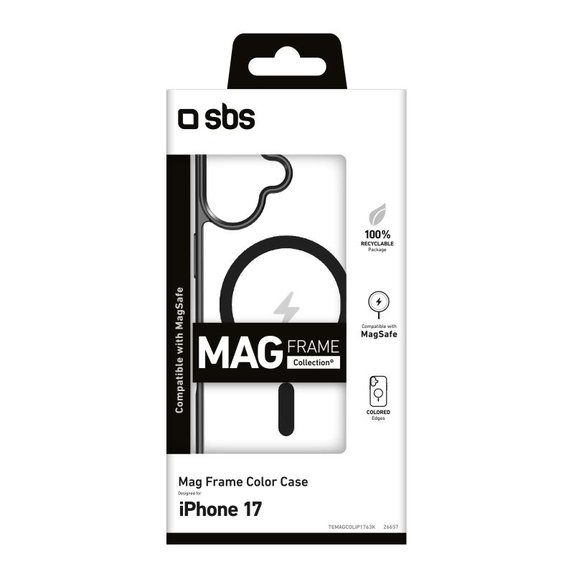 Etui kompatybilny z MagSafe do iPhone 17, Mag Frame, Czarny, Black, SBS