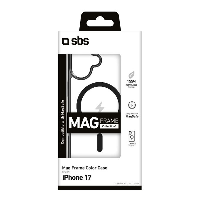 Etui kompatybilny z MagSafe do iPhone 17, Mag Frame, Czarny, Black, SBS