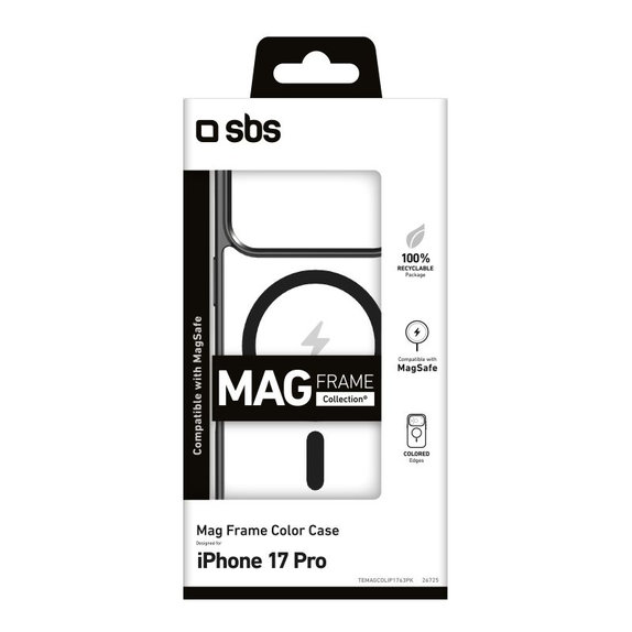 Etui kompatybilny z MagSafe do iPhone 17 Pro, Mag Frame, Czarny, Black, SBS