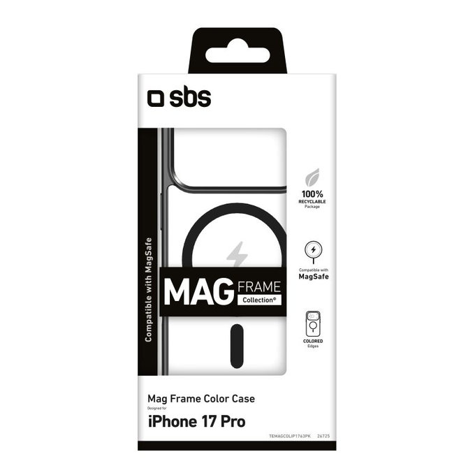 Etui kompatybilny z MagSafe do iPhone 17 Pro, Mag Frame, Czarny, Black, SBS