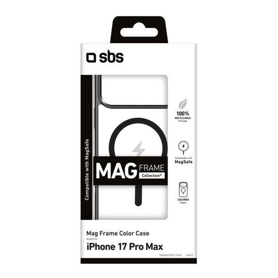 Etui kompatybilny z MagSafe do iPhone 17 Pro Max, Mag Frame, Czarny, Black, SBS