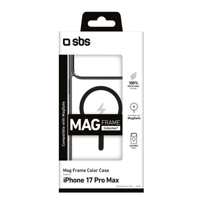 Etui kompatybilny z MagSafe do iPhone 17 Pro Max, Mag Frame, Czarny, Black, SBS