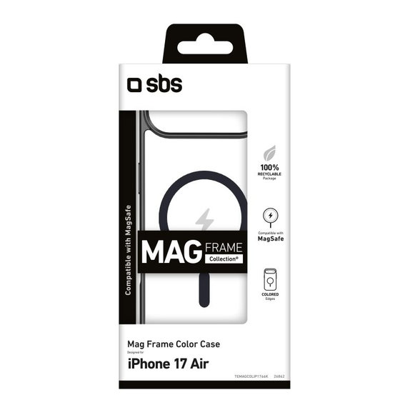 Etui kompatybilny z MagSafe do iPhone Air, Mag Frame, Czarny, Black, SBS
