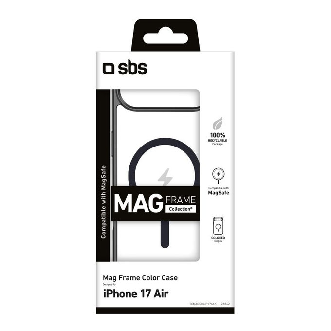 Etui kompatybilny z MagSafe do iPhone Air, Mag Frame, Czarny, Black, SBS