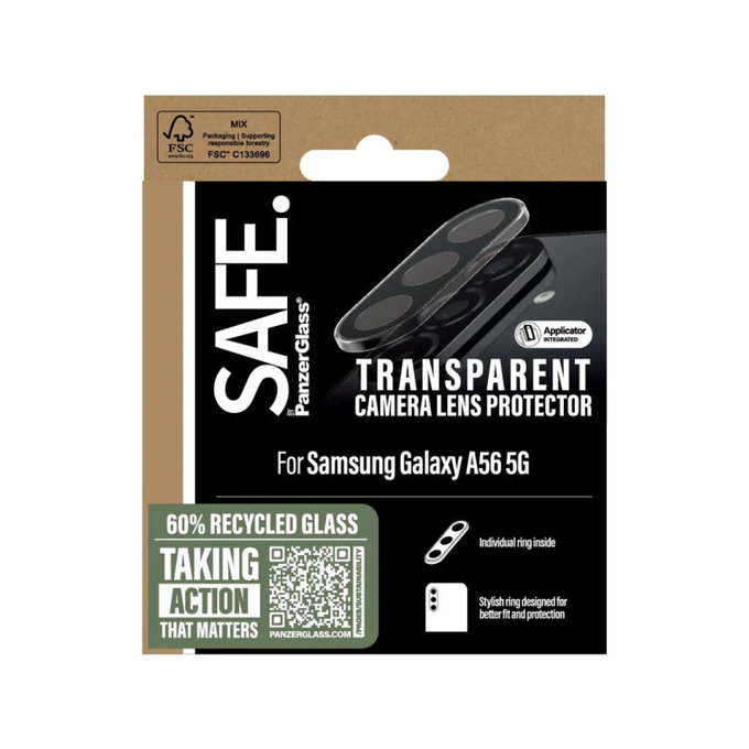 Osłona obiektywu aparatu do Samsung A56 5G, Przezroczyste, SAFE
