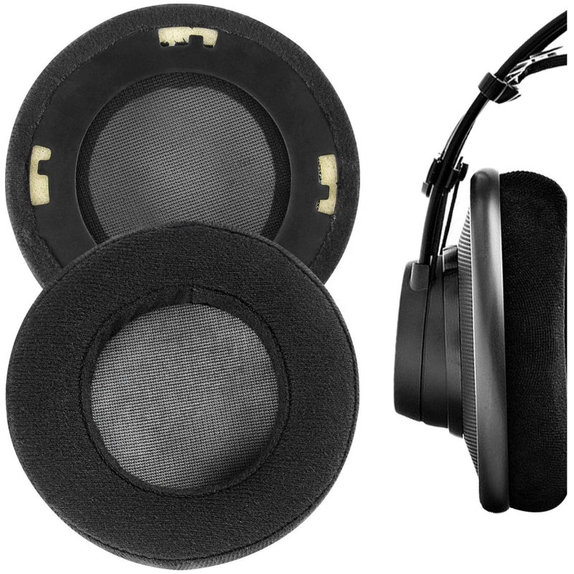 Zapasowe nauszniki do AKG K701, K702, Q701, Q702, K601, K612, K712, pianka i welur, Czarny, Black, 1 para