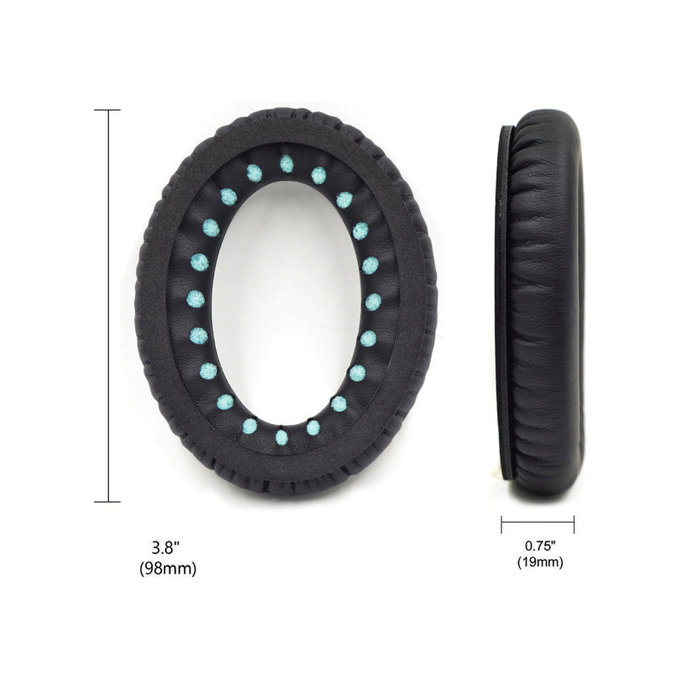 Zapasowe nauszniki do Bose QC25, QC35, QC45, pianka memory i skóra PU, Czarny, Black, żel chłodzący, 1 para