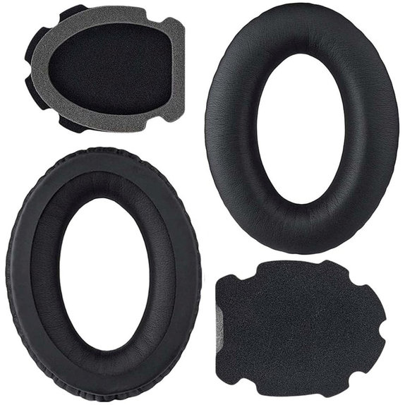Zapasowe nauszniki do Bose Aviation A10, A20, pianka memory i skóra PU, Czarny, Black, 1 para
