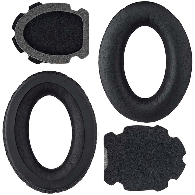 Zapasowe nauszniki do Bose Aviation A10, A20, pianka memory i skóra PU, Czarny, Black, 1 para