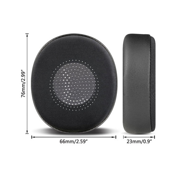 Zapasowe nauszniki do Jabra Evolve2 40, 65 UC/MS, Elite 45h, pianka memory i skóra PU i tkanina, Czarny, Black, żel chłodzący, 1 para