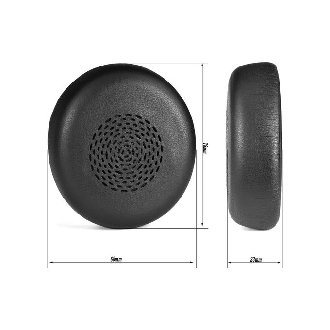 Zapasowe nauszniki do Jabra Evolve2 75 UC/MS, pianka memory i skóra PU, Czarny, Black, 1 para