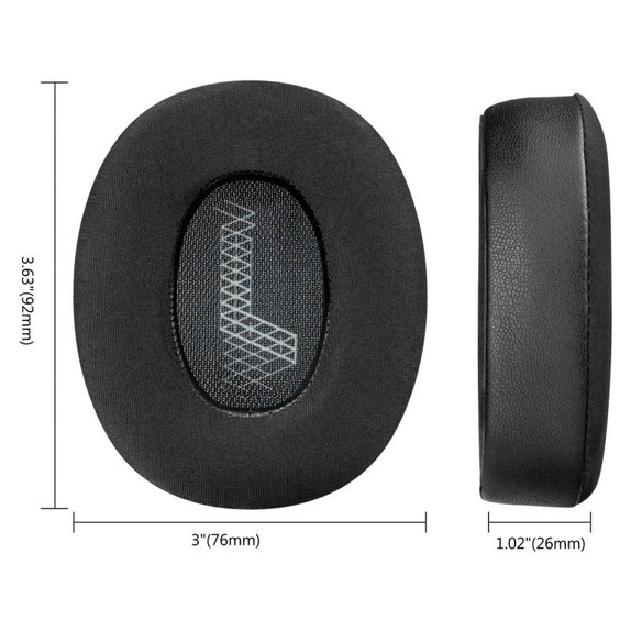 Zapasowe nauszniki do JBL Live 650, 660, E65, pianka memory i skóra i tkanina, Czarny, Black, żel chłodzący, 1 para