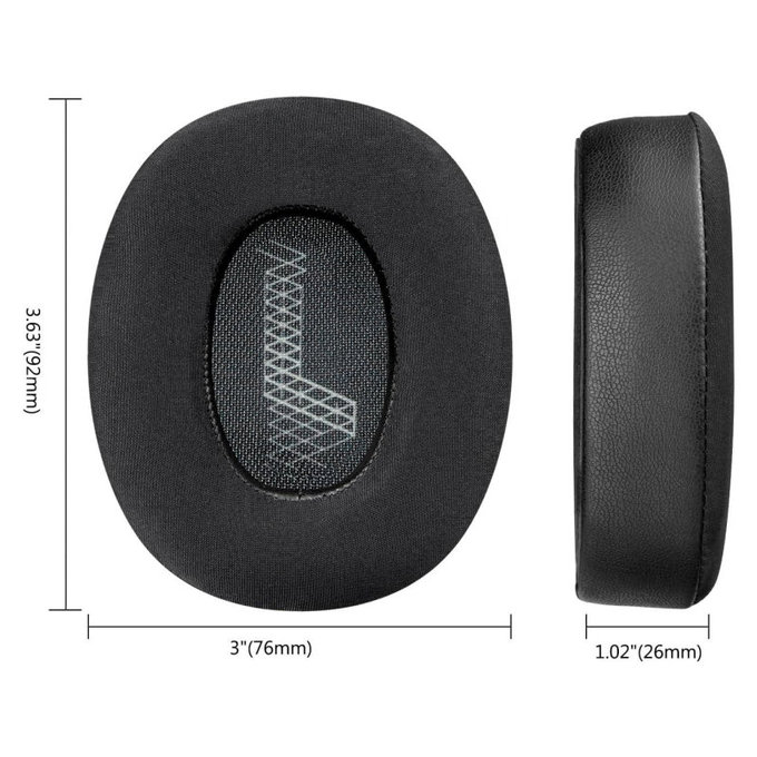 Zapasowe nauszniki do JBL Live 650, 660, E65, pianka memory i skóra i tkanina, Czarny, Black, żel chłodzący, 1 para