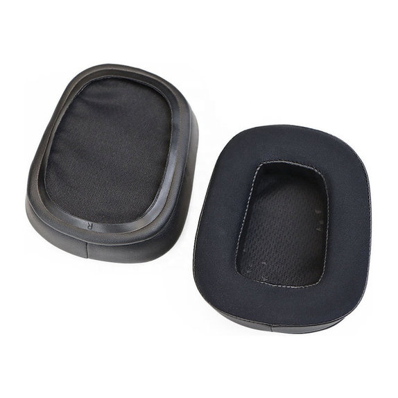 Zapasowe nauszniki do Logitech G633 Artemis, G933 Artemis, pianka memory i tkanina i skóra, Czarny, Black, żel chłodzący, 1 para