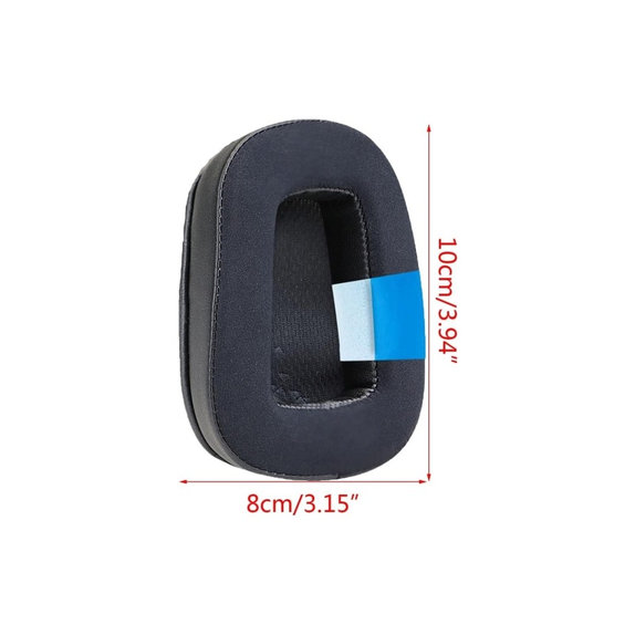 Zapasowe nauszniki do Logitech G633 Artemis, G933 Artemis, pianka memory i tkanina i skóra, Czarny, Black, żel chłodzący, 1 para