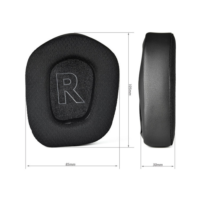 Zapasowe nauszniki do Logitech G733, pianka memory i tkanina i skóra, Czarny, Black, żel chłodzący, 1 para