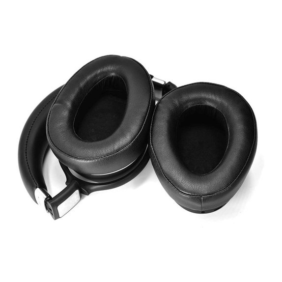 Zapasowe nauszniki do Sennheiser PXC550, PX550, pianka memory i skóra, Czarny, Black, 1 para