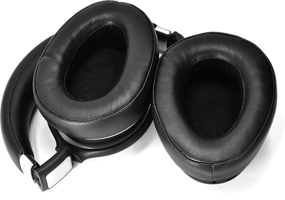 Zapasowe nauszniki do Sennheiser PXC550, PX550, pianka memory i skóra, Czarny, Black, 1 para
