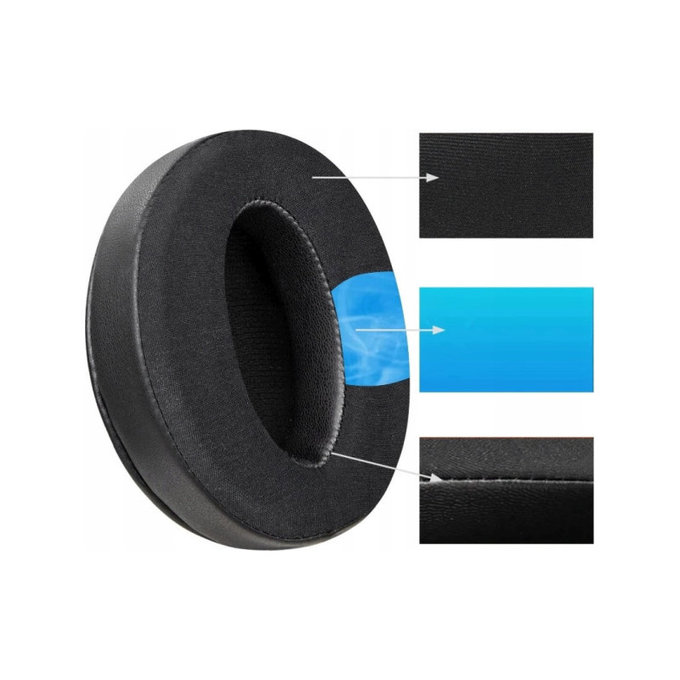 Zapasowe nauszniki do Sennheiser HD4.50, pianka memory i tkanina i skóra, Czarny, Black, żel chłodzący, 1 para