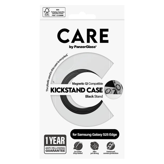 Etui Kickstand do Samsung Galaxy S25 Edge, Czarne, PanzerGlass