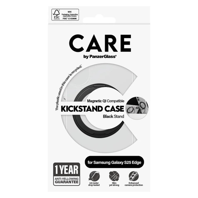 Etui Kickstand do Samsung Galaxy S25 Edge, Czarne, PanzerGlass