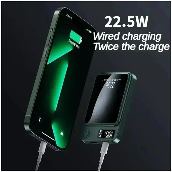 PowerBank MagSafe 5000mAh z wyświetlaczem LED | czarny | FixPremium