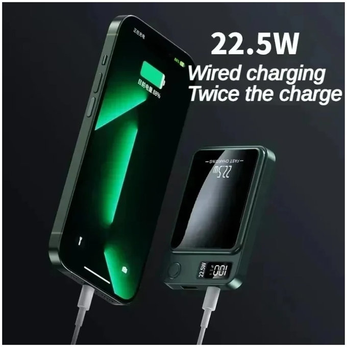 PowerBank MagSafe 5000mAh z wyświetlaczem LED | czarny | FixPremium