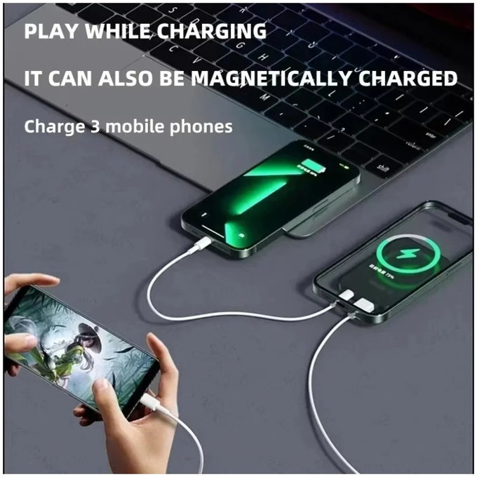 PowerBank MagSafe 5000mAh z wyświetlaczem LED | czarny | FixPremium