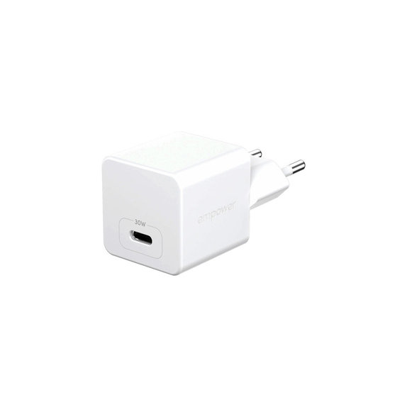 Adapter podróżny Grand Prix USB-C, GaN, 30 W PD, srebrno-biały, PanzerGlass