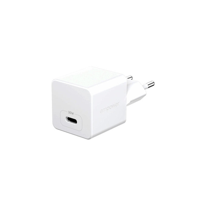 Adapter podróżny Grand Prix USB-C, GaN, 30 W PD, srebrno-biały, PanzerGlass