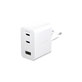 Adapter podróżny Grand Prix 2x USB-C/USB-A, GaN, 70 W PD, Srebrno-biały, PanzerGlass