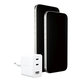 Adapter podróżny Grand Prix 2x USB-C/USB-A, GaN, 70 W PD, Srebrno-biały, PanzerGlass