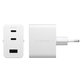 Adapter podróżny Grand Prix 2x USB-C/USB-A, GaN, 70 W PD, Srebrno-biały, PanzerGlass
