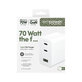 Adapter podróżny Grand Prix 2x USB-C/USB-A, GaN, 70 W PD, Srebrno-biały, PanzerGlass