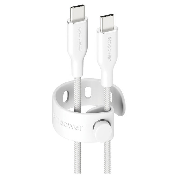 Kabel USB-C, 60 W, Racing, 1,2 m, srebrno-biały, PanzerGlass