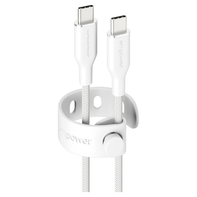 Kabel USB-C, 60 W, Racing, 1,2 m, srebrno-biały, PanzerGlass