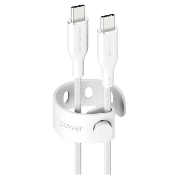 Kabel USB-C, 240 W, Racing, 1,2 m, srebrno-biały, PanzerGlass