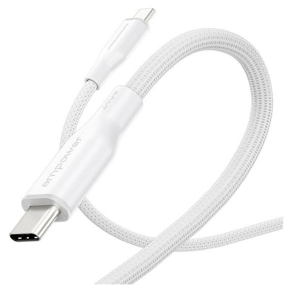 Kabel USB-C, 240 W, Racing, 2 m, Srebrno-biały, PanzerGlass