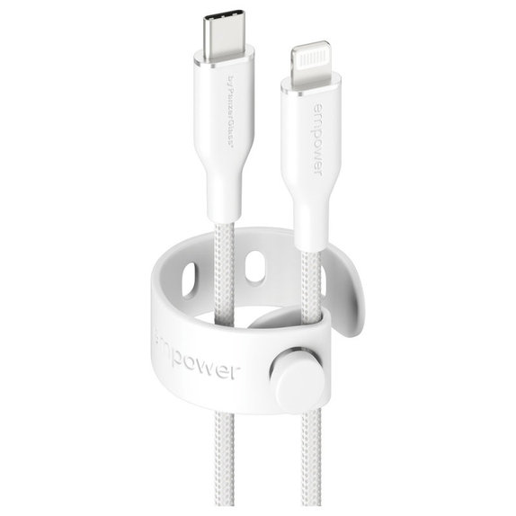 Kabel USB-C/Lightning, 60 W, Racing, 1, 2 m, Srebrno-biały, PanzerGlass