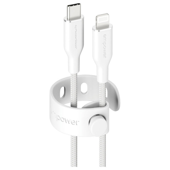 Kabel USB-C/Lightning, 60 W, Racing, 1, 2 m, Srebrno-biały, PanzerGlass