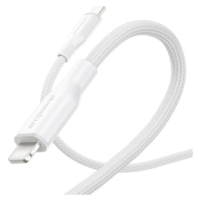 Kabel USB-C/Lightning, 60 W, Racing, 1, 2 m, Srebrno-biały, PanzerGlass