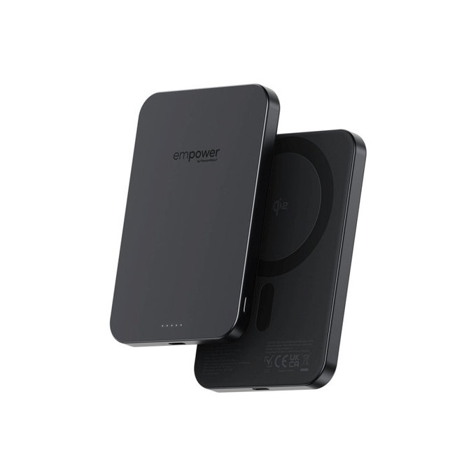 Bezprzewodowy PowerBank 5000 mAh, 20 W, kompatybilny z MagSafe, Qi2/USB-C, Space Black, empower